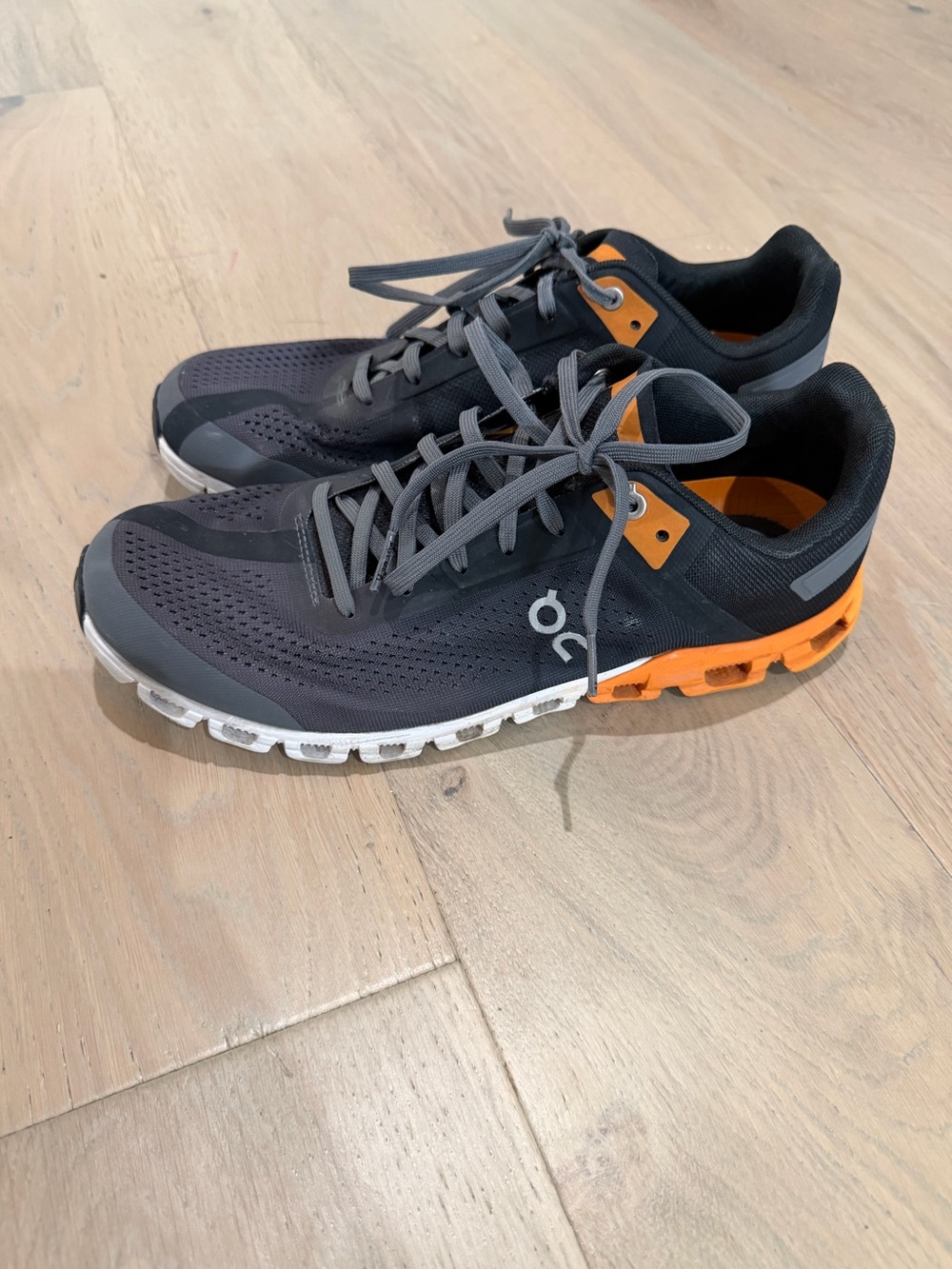 On Running Men's Athletic Shoes — Gray with Orange Accents